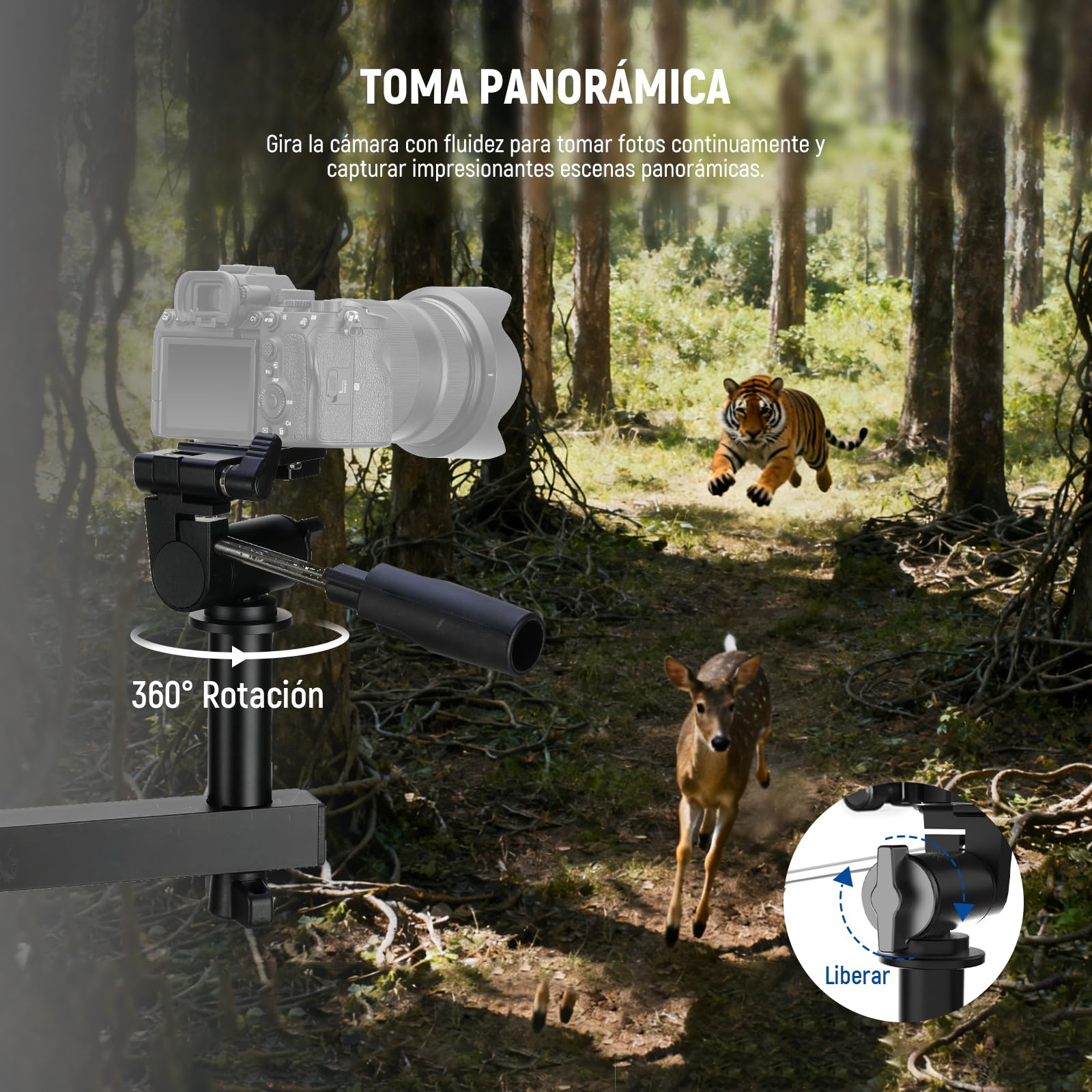 NEEWER 61 cm Magic Arm para cámara de Caza al Aire Libre, más de 5 Juntas silenciosas, Soporte de Eje Ligero de Aluminio con Nivel de Burbuja, Mango ergonómico, Correa para filmar Animales ST010