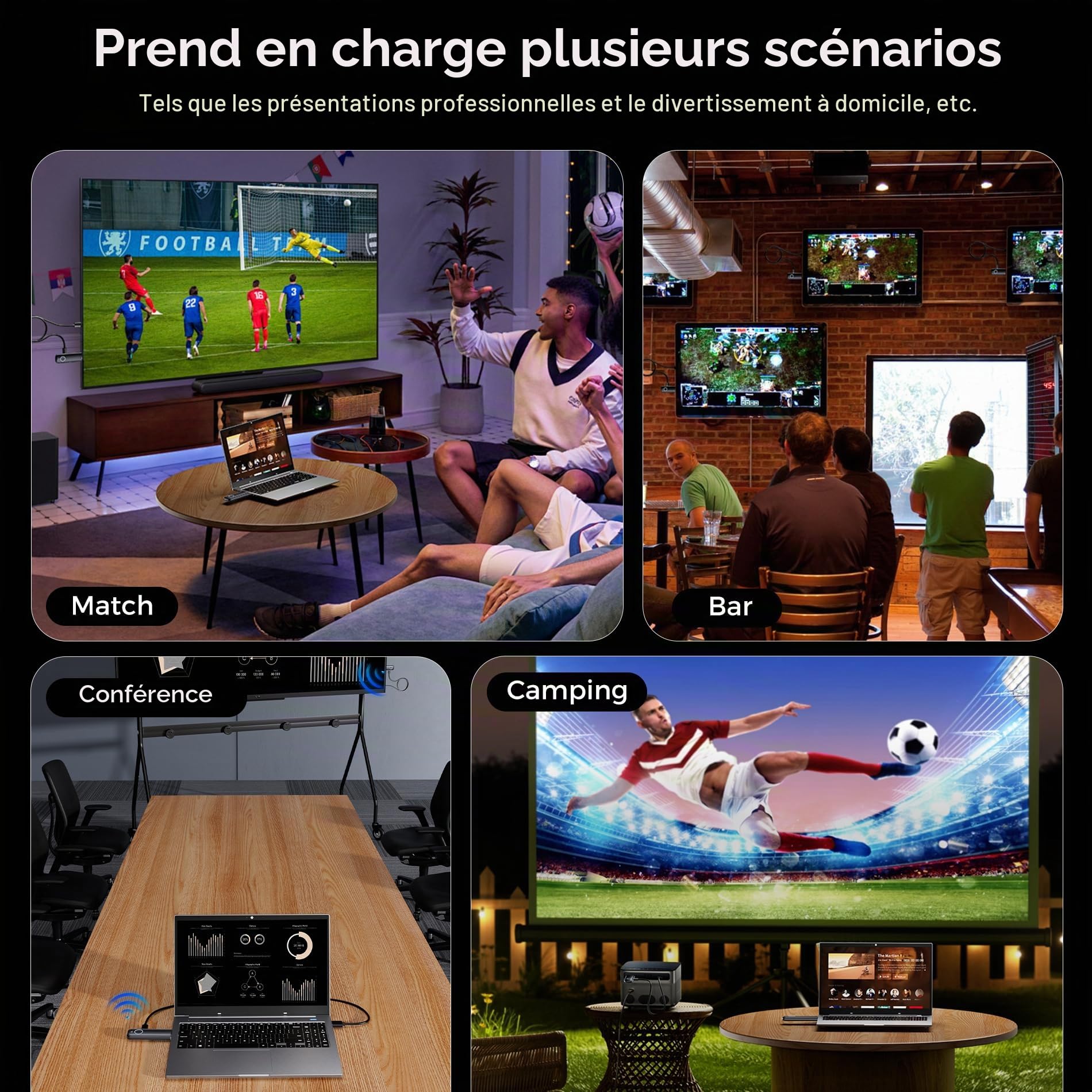Aceele Émetteur et récepteur HDMI sans fil, Full HD 1080p Émetteur et récepteur HDMI 50 m, 2,4 G/5G Adaptateur d'affichage sans fil pour streaming vidéo d'un ordinateur portable/PC à moniteur/TV
