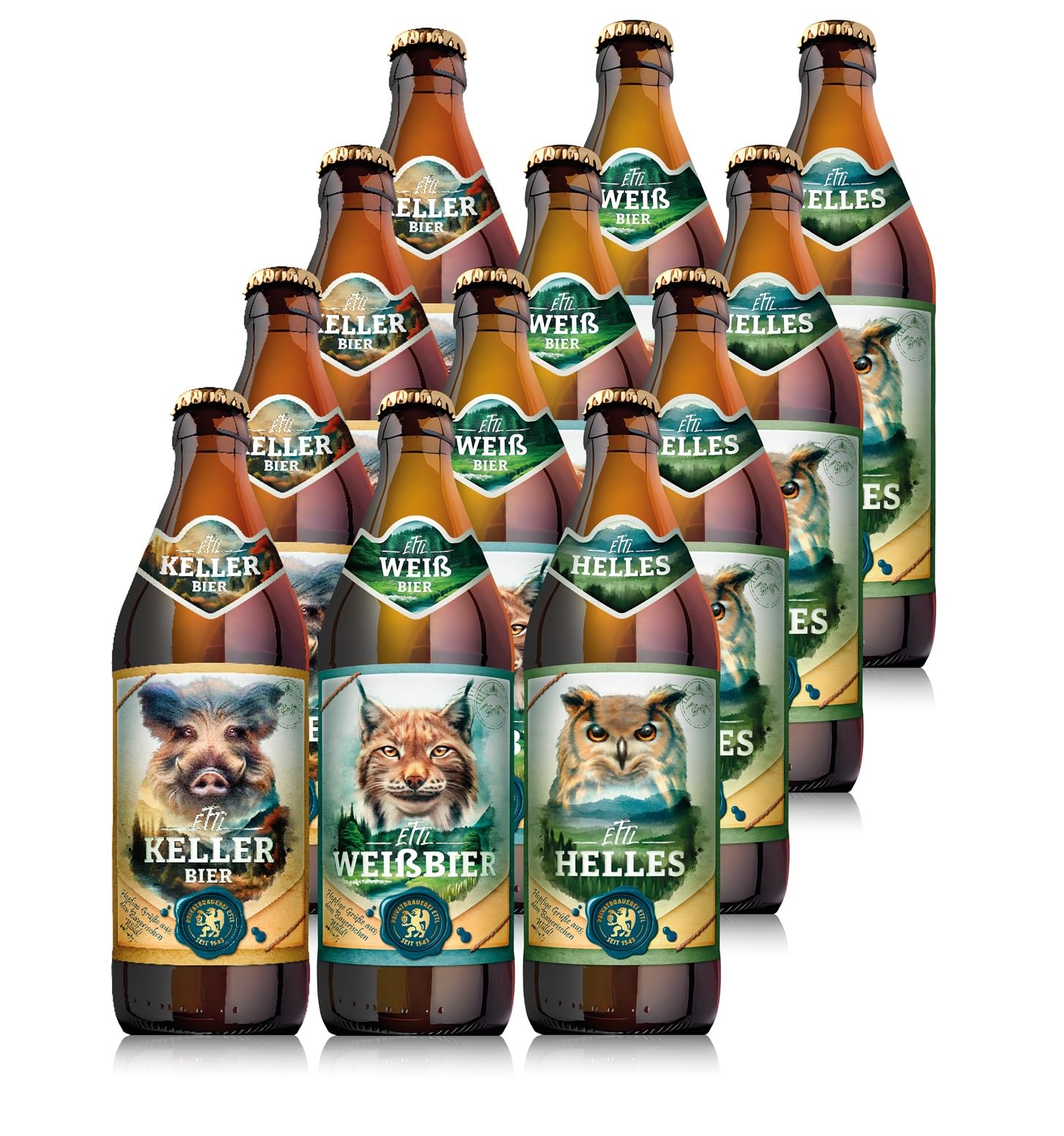 Ettl | 12 x 0,5 l Bierspezialitäten aus der Privatbrauerei Ettl | Bierset | Probierset | Biergeschenk für alle Bierliebhaber (12x0,5l, Mix-Set)