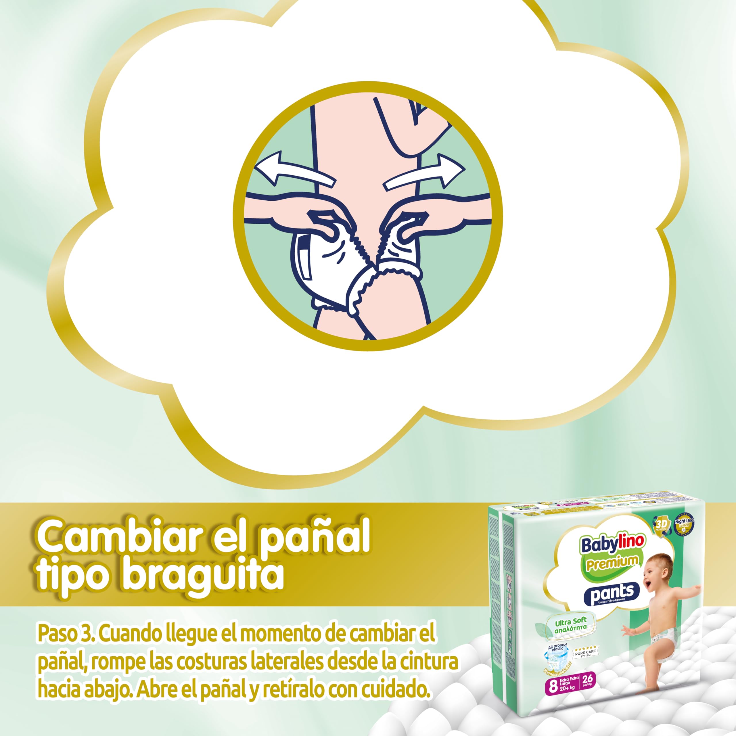 Babylino Premium Pants, Pañal Braguita Talla 8 con filtro Ultra Soft, XXL (20 + kg), 104 unidades
