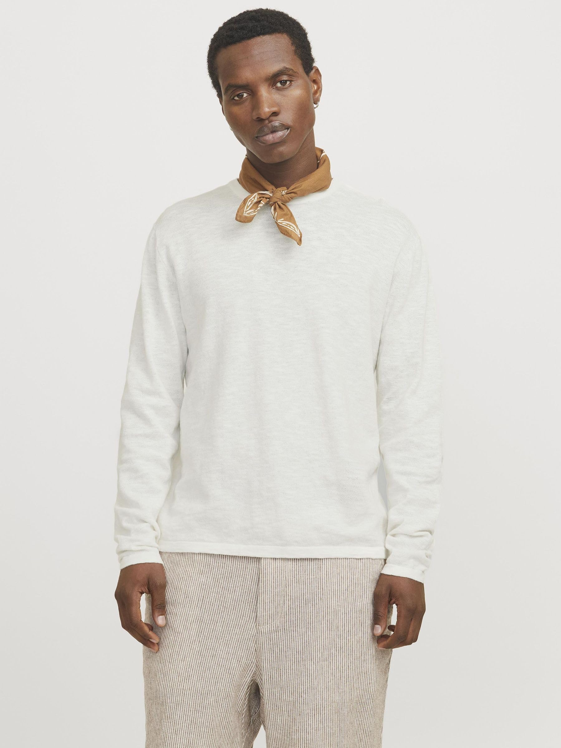 JACK & JONES Męski sweter z dzianiny Jjesummer Knit Crew Neck Sn, Cloud Dancer, S