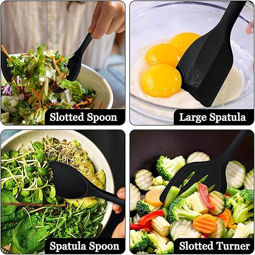 Miniatura 5 de LIANYU Juego de 8 utensilios de cocina resistentes al calor, juego de espátula de silicona para utensilios de cocina antiadherentes con espátula,