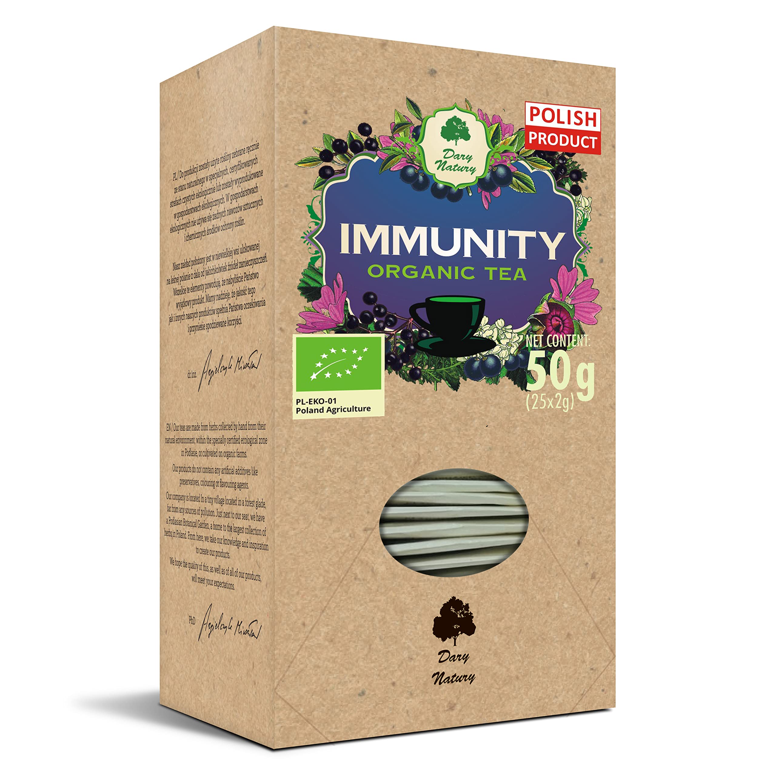 Immunity Organic herbal Tea/Cold and Flu/BIO (25 x 2 g) - DARY NATURY