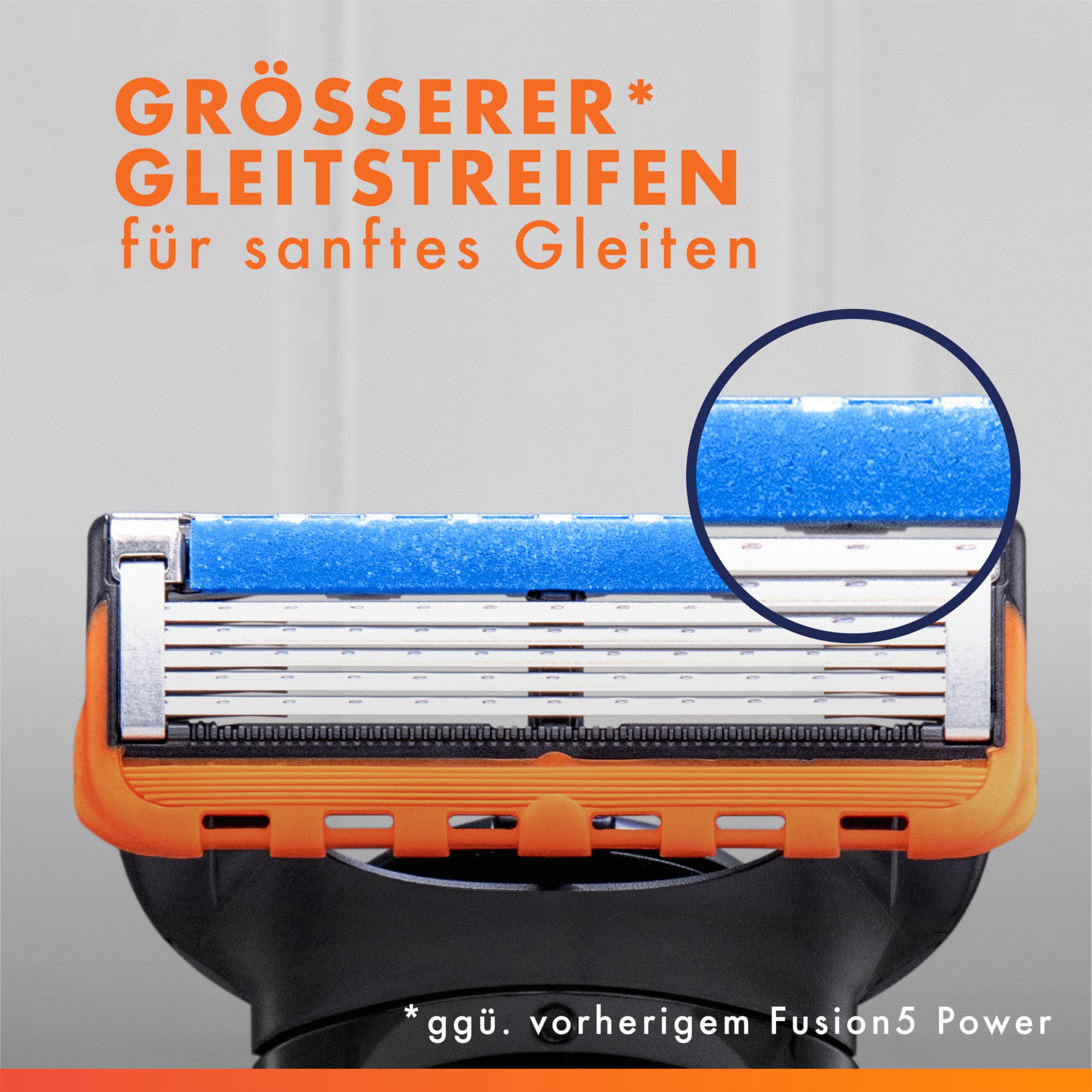 Gillette Fusion 5 Power Klingen Herren, 8 Original Rasierklingen, Orange | Für Nassrasierer mit Größerem Gleitstreifen für Ein Sanftes Gleiten Und für Eine Unglaublich Gründliche Und Komfortable Rasur