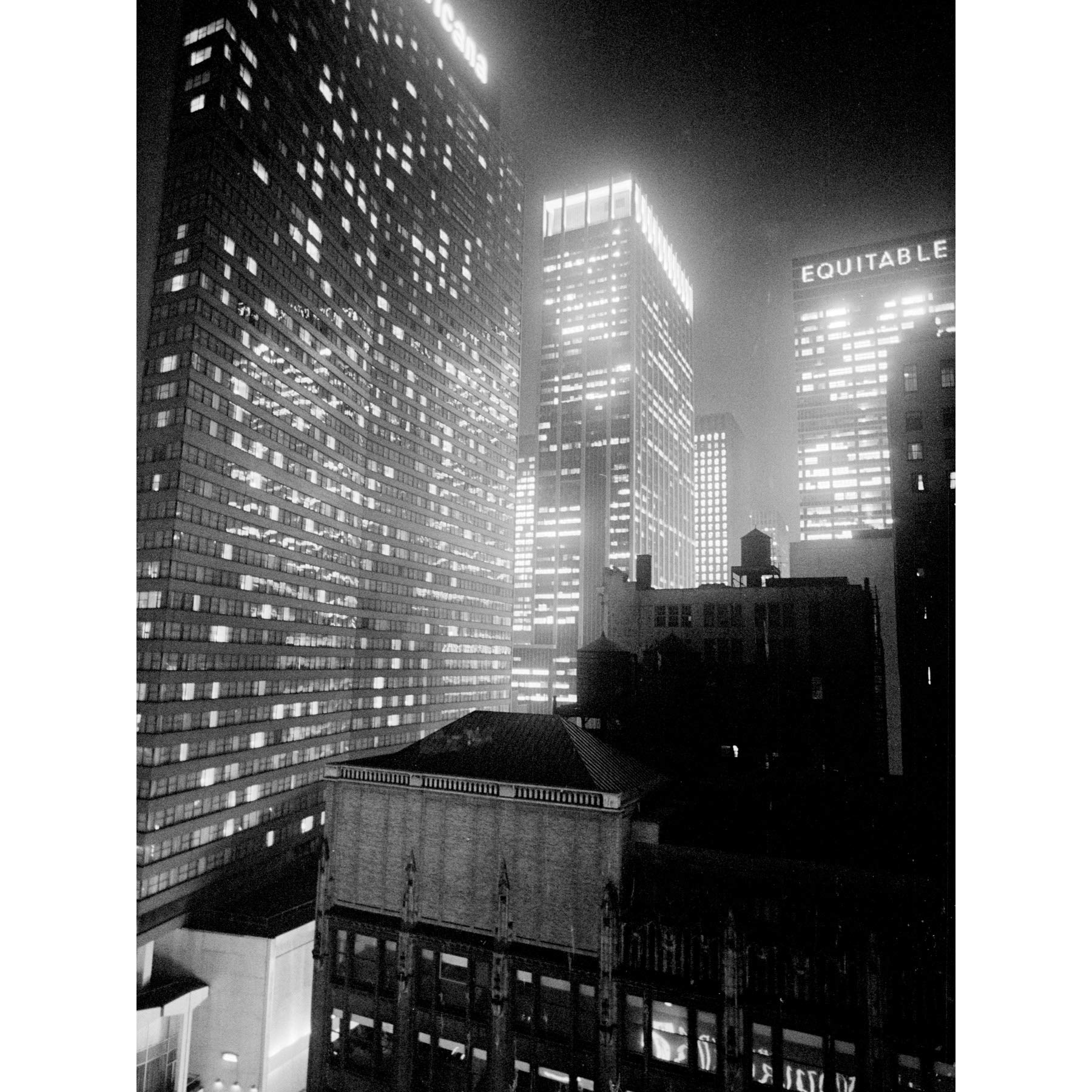 Artery8 New York At Night Skyscrapers Vintage Photo Premium Wall Art Canvas Print 18X24 Inch
