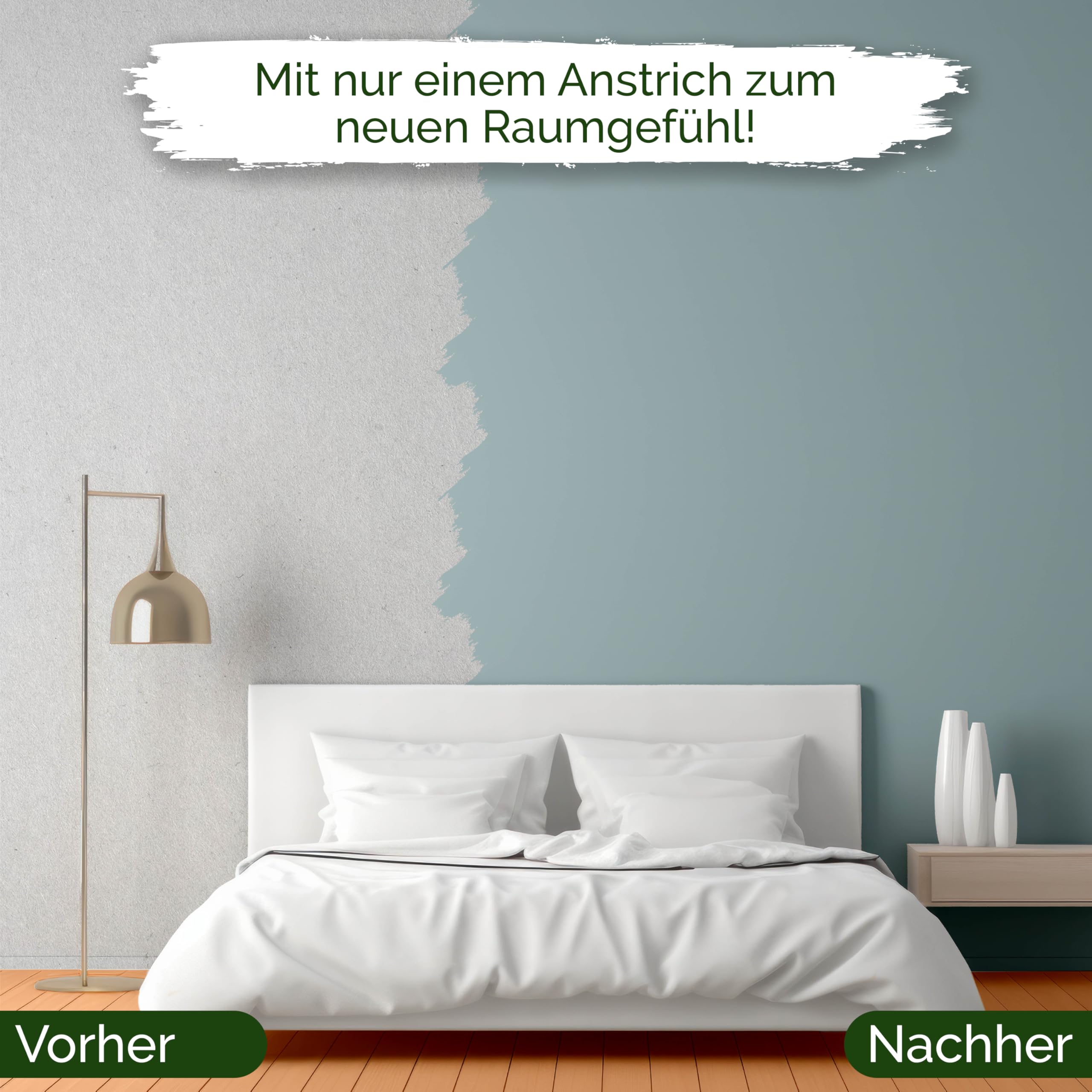 Wandfarbe Blau Hellblau Petrol matt 5 L – Detailed Duck Egg
