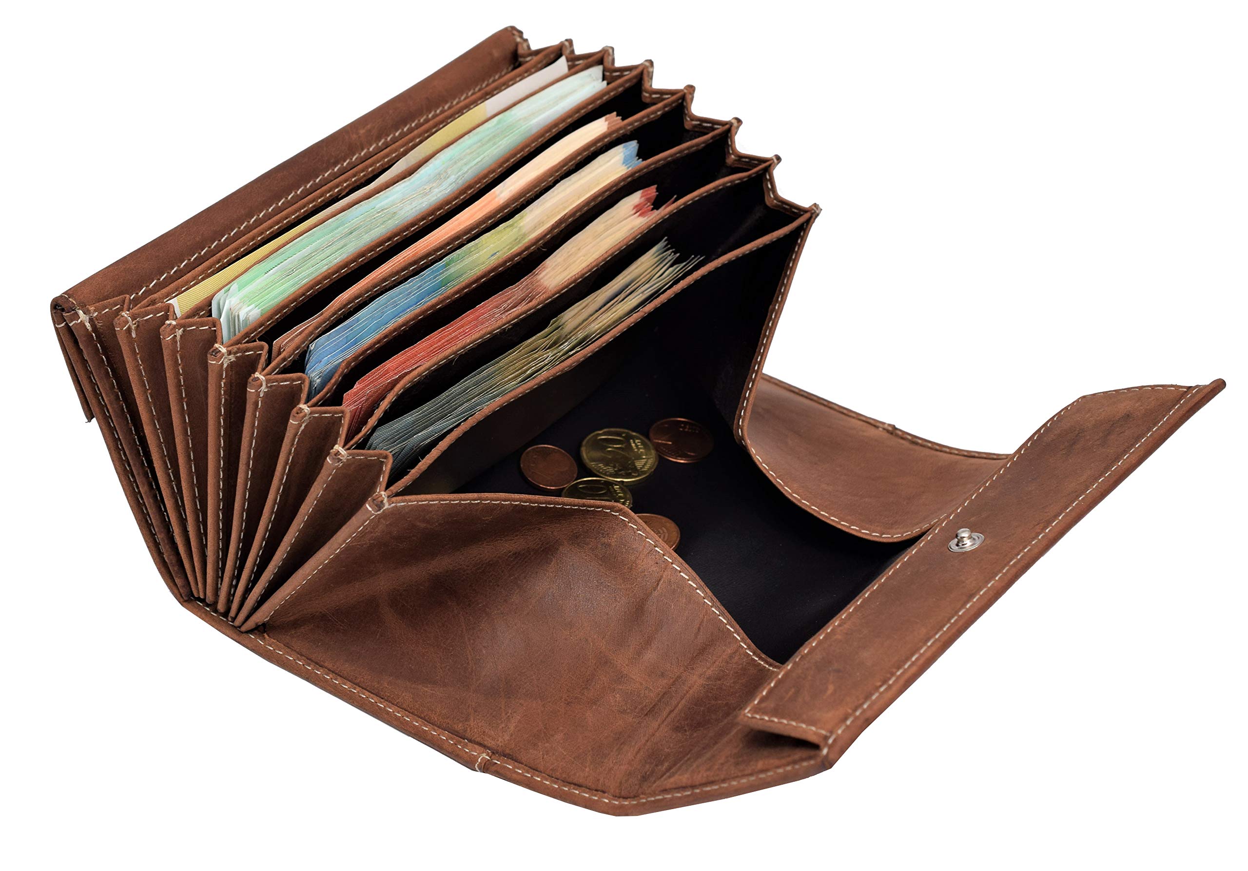 Menzo Kellnerbörsenset, Kellnerbörse + Holster, Kellnertasche + Halfter, echtes Leder für Damen und Herren (deltabraun)