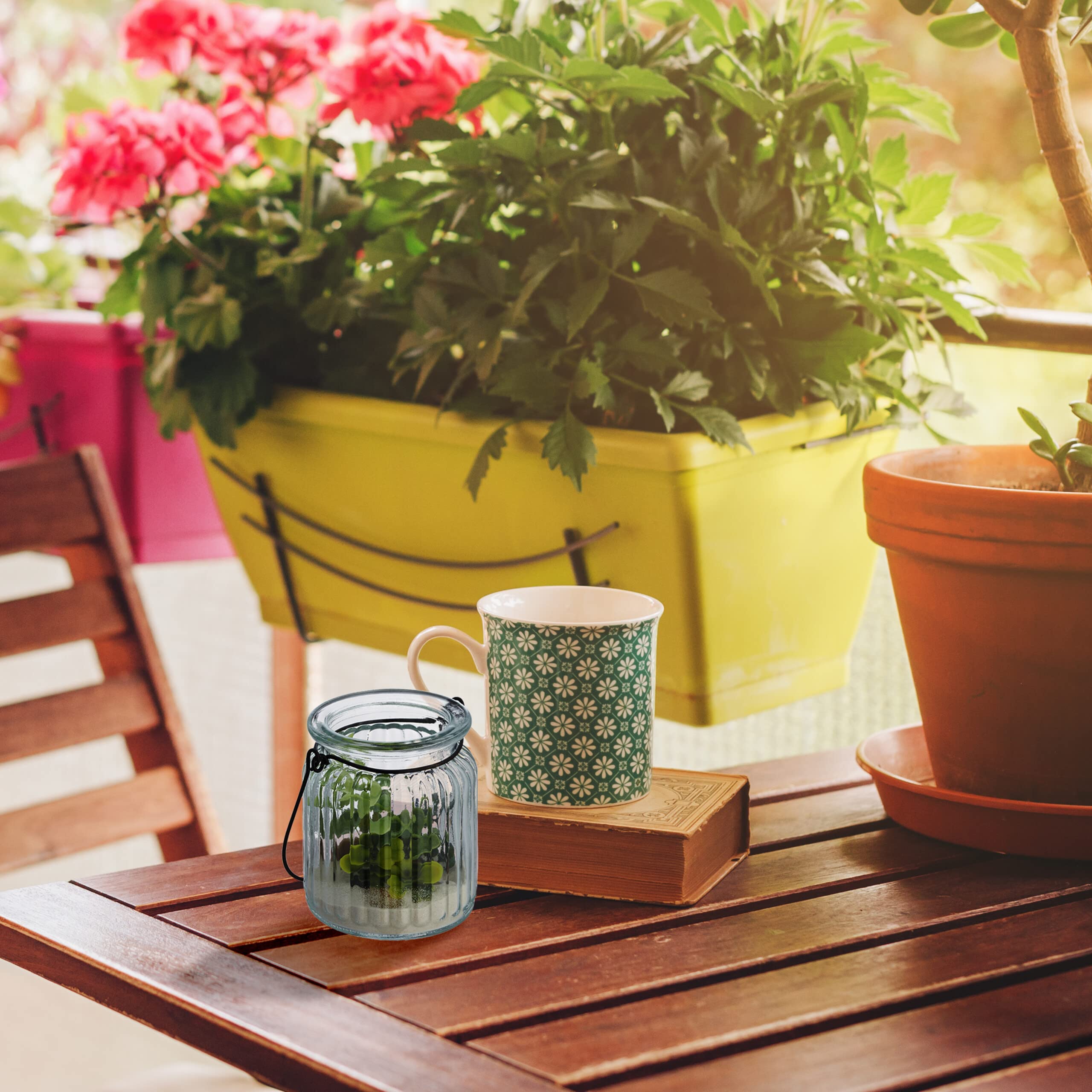 Relaxdays Vasetti Portacandele, Set 12, Vasi in Vetro, Ampolle con Manico, Indoor Outdoor HxD 9,5x8 cm, Trasparente Nero