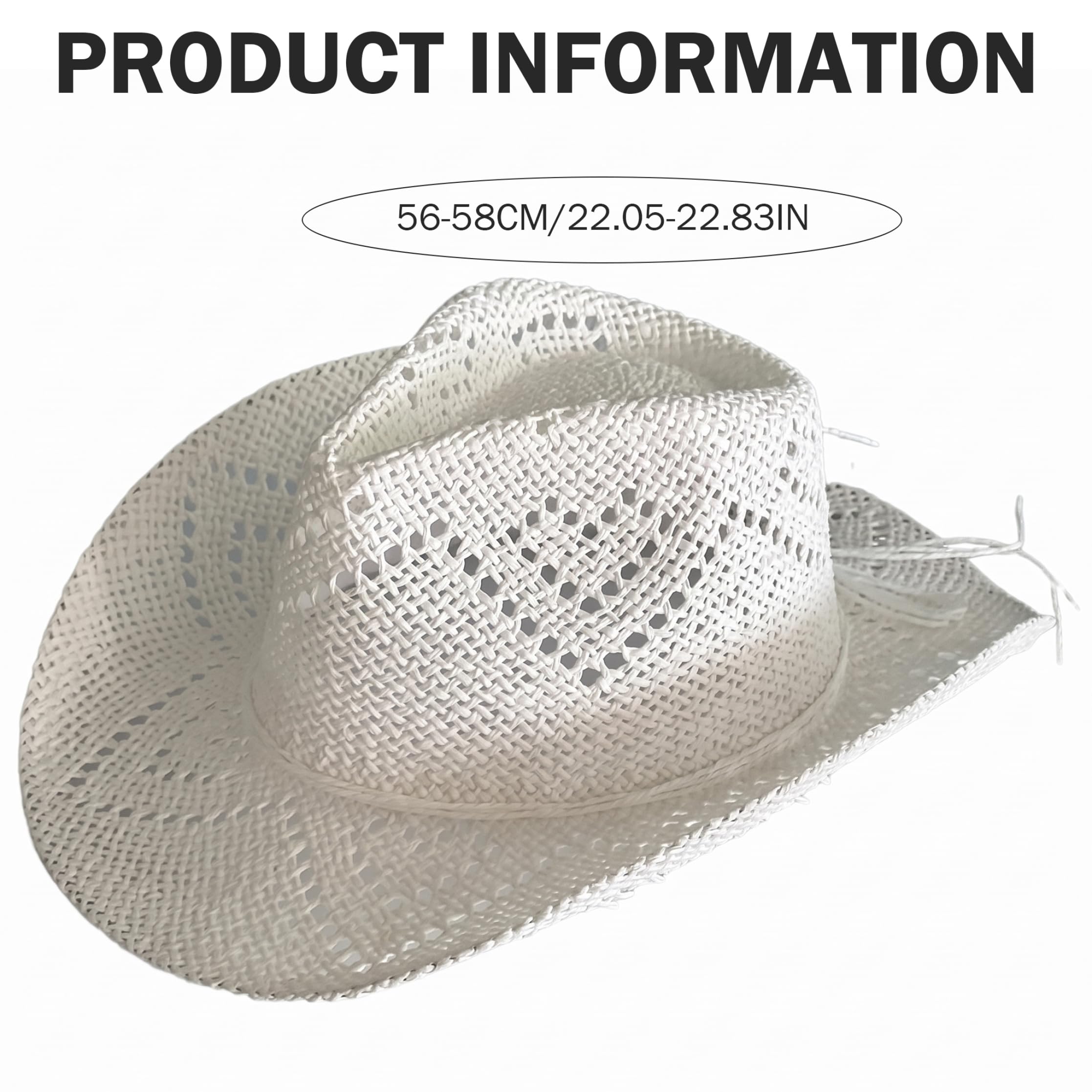 Cappello di Paglia da Cowgirl, Cappello da Spiaggia di Paglia Traspirante, Beige, Cappelli da Cowboy per Uomo