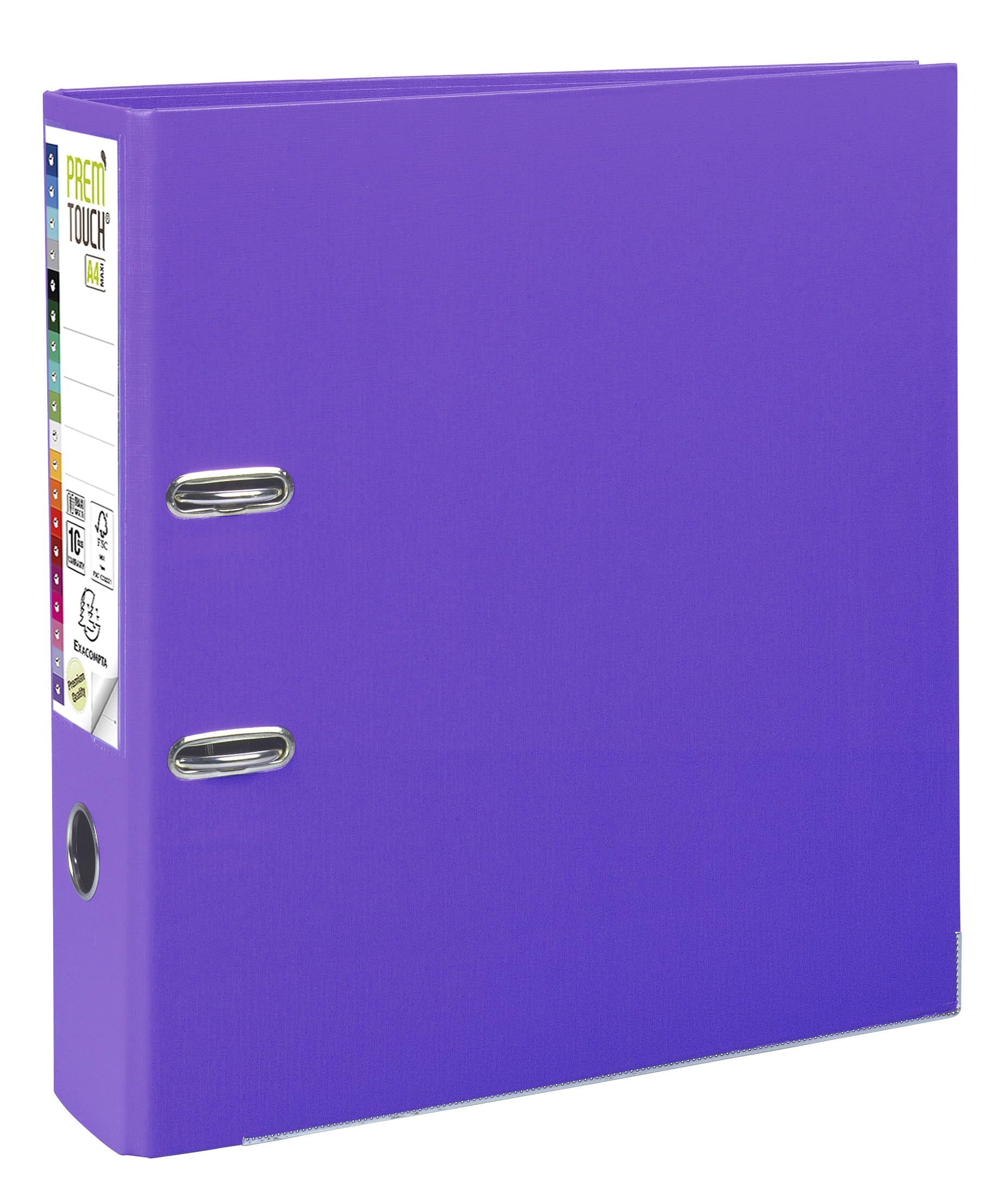 Exacompta - Réf. 53357E - Carton de 10 classeurs à levier A4 MAXI Prem'Touch - Dos 80 mm - Mécanique 80 mm - Dimensions extérieures : 32 x 30 x 8 cm - Format à classer A4 Maxi - Coloris : Violine