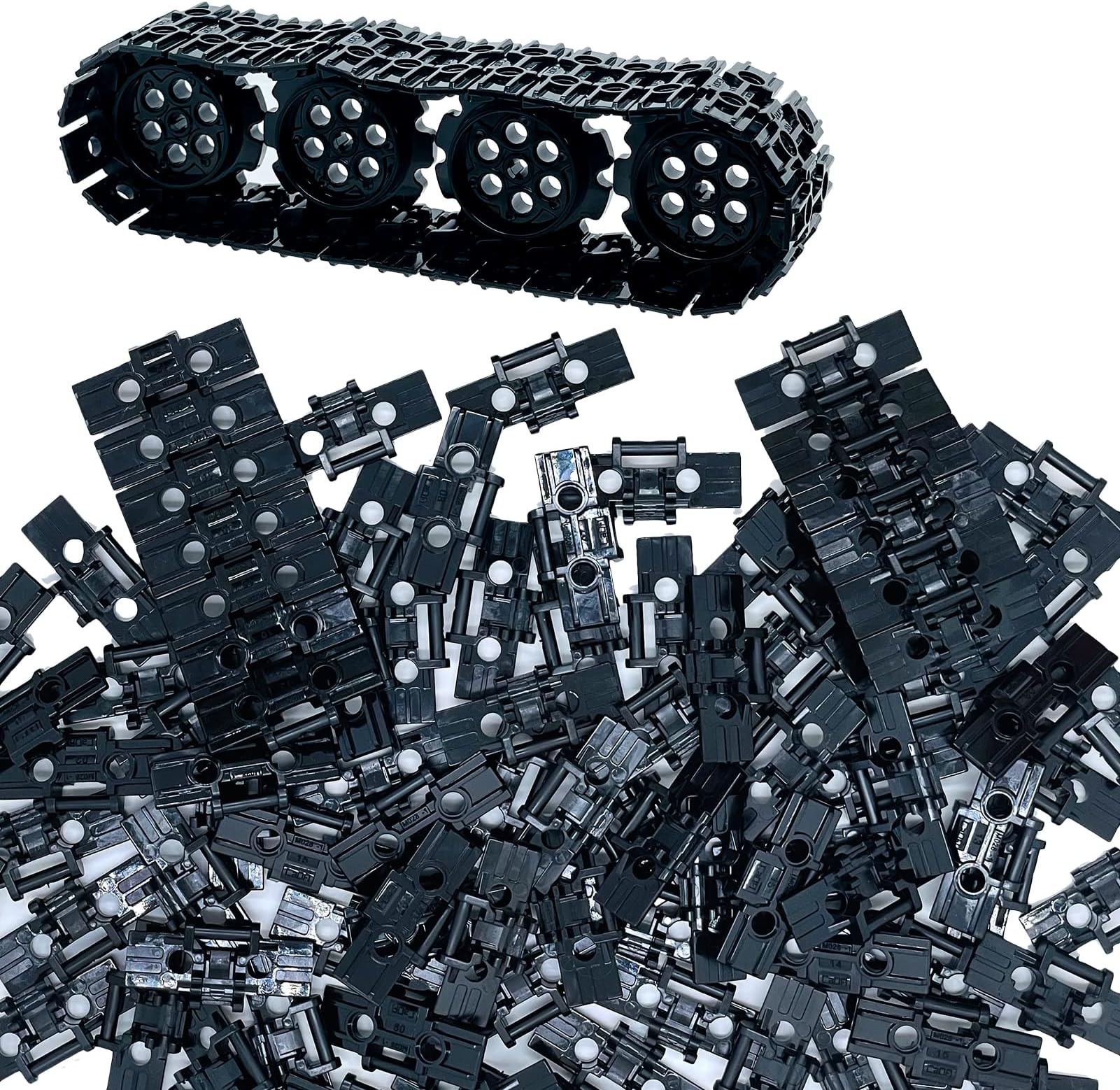 108Pcs Technical Parts Tank Track Wheels Treads Chain Links Motorcycle Car Accessories Building Blocks Toys for 6-12 Years Old Boys Kids Gift Tight fit Major Brands