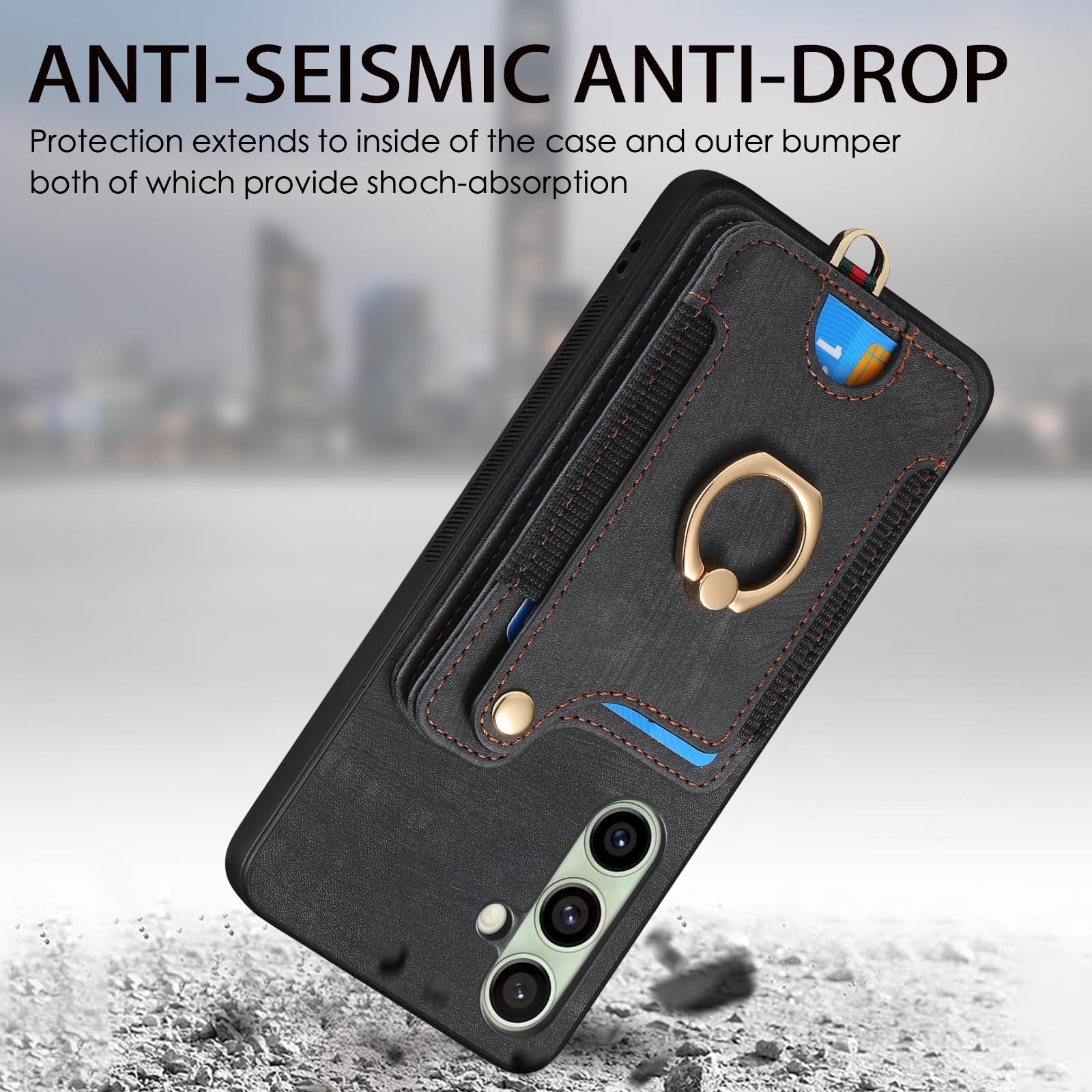 Funda Diseñada Para Samsung Galaxy A56 5G, Con Tapa Para Mujer, Con Soporte De Piel Sintética En Relieve, Ranuras Para Tarjetas De Crédito, Correa De Muñeca Para Samsung A56 (cubo Negro