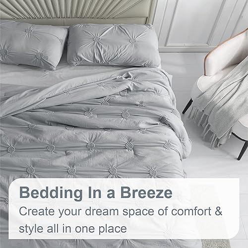 Miniatura 2 de Swift Home - Juego de edredón de alforza fruncida con diseño floral.