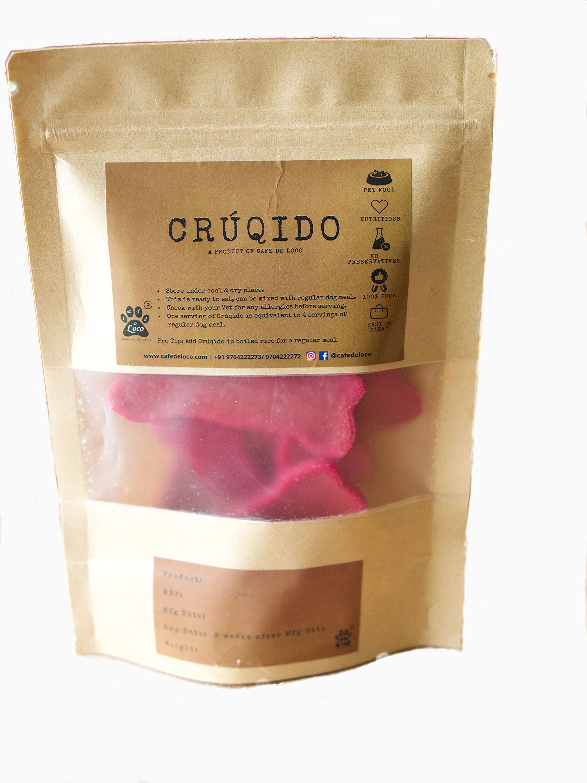 CRUQIDO Gourmet pet Food by Cafe de Loco - Beet Root Cookies for Dogs, Made Without preservatives, Flour & Baking soda, 100gms Pack of 10 Cookies (B08J4GC6N8) Amazon Price History, Amazon Price Tracker