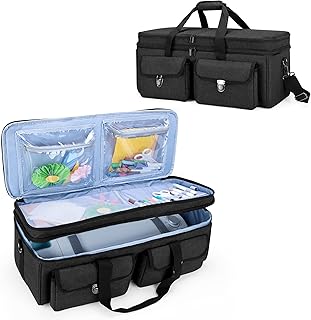 YARWO Double-Layer Carrying Bag Compatible for Cricut Maker, Cricut Explore Air (Air 2), Silhouette Cameo 4, Travel Storage Case for Die-Cut Machine and Craft Accessories, Black (Patent Pending)