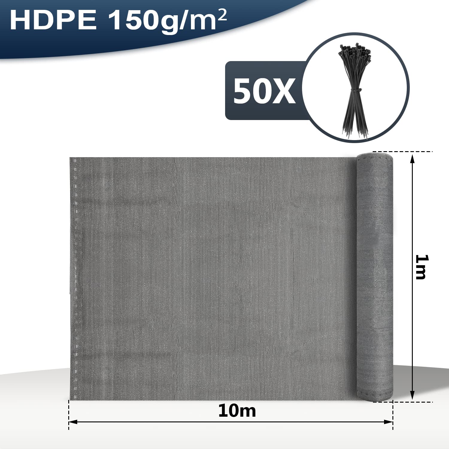 LARS360 Pannello di protezione per la privacy, 150 g/m², in HDPE, rete ombreggiata, protezione solare da tennis, per giardino, campo sportivo, recinzione a rete metallica, verde scuro, 1,2 m x 10 m