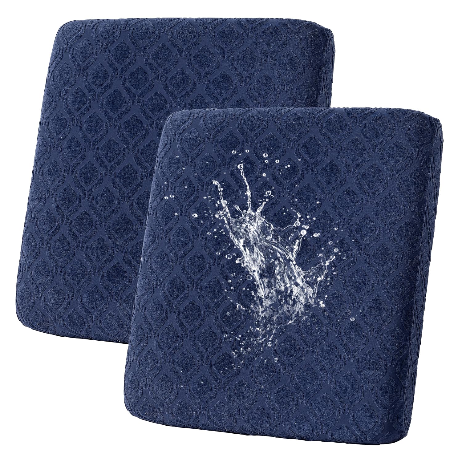 SHANNA Seat Cushion Sofa Cover: 2 Seater Waterproof Jacquard Couch Cushion Slipcovers Add Thick Patio Chair Cushion Pet Friendly Furniture Protector for Couch (Navy Blue)