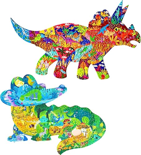 Miniatura 1 de Rompecabezas para niños de 8 a 10 años, 150 piezas de dinosaurio y 154 piezas de cocodrilo en forma de animal para niños de 4, 6, 7, 8 años, regalo