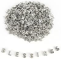 500+ Pieces 9x12mm Big Large Alphabet Letter Beads A-Z Mixed Plastic Shape Loose Beads for Jewelry Making Bracelets Necklaces Key Chains (Silver)