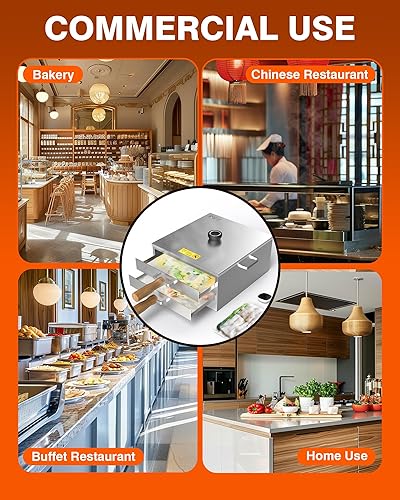 Miniatura 7 de PYY Vaporizador de rollo de fideos de arroz de 2 capas, diseño de acero inoxidable abierto, mango acrílico y bandeja de vapor a juego, para