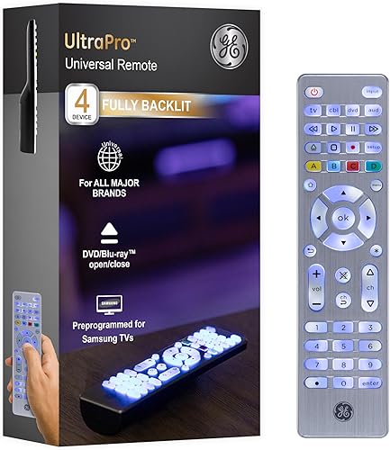 GE 33709 - Control remoto universal para Samsung, Vizio, LG, Sony, Sharp, Roku, Apple TV, TCL, Panasonic, Smart TV, reproductores de streaming,