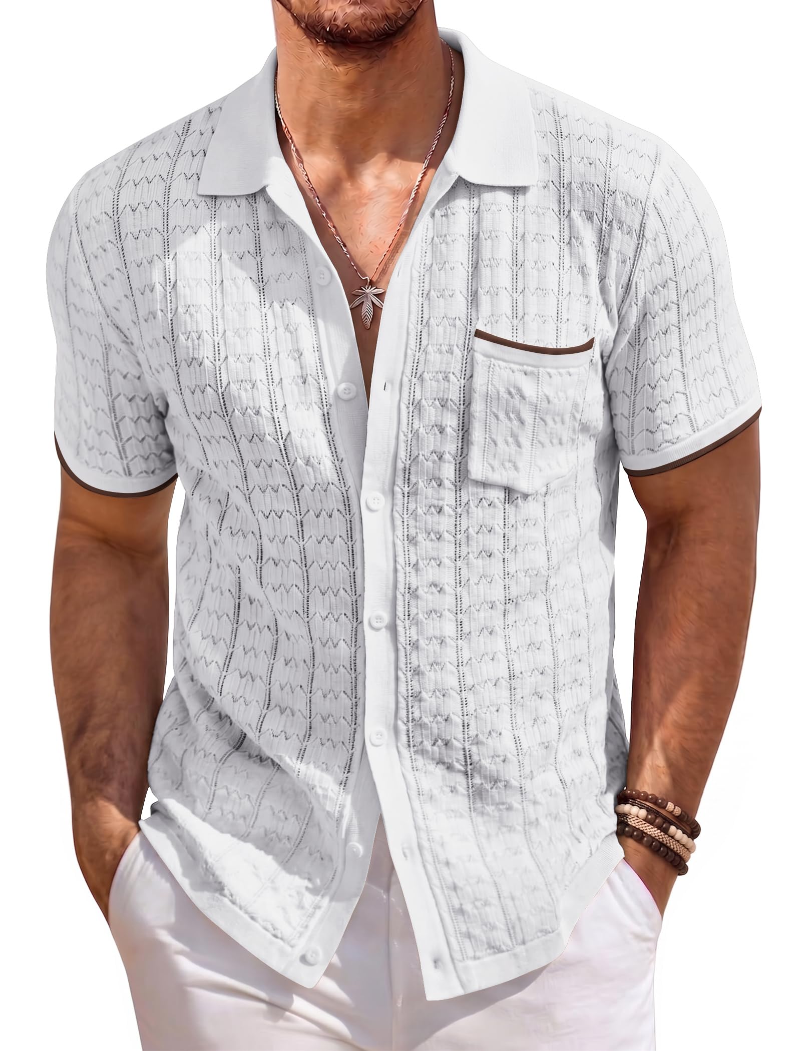 COOFANDY Knit Button Down