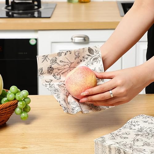 Miniatura 6 de Tatuo Servilletas de papel florales de baño, servilletas desechables decorativas de flores blancas y negras para primavera, cumpleaños, boda,