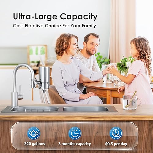 Miniatura 8 de Waterdrop WD-FC-06 - Filtro de agua para grifo de acero inoxidable sistema de filtración de agua de bloque de carbono filtro de agua de grifo reduce