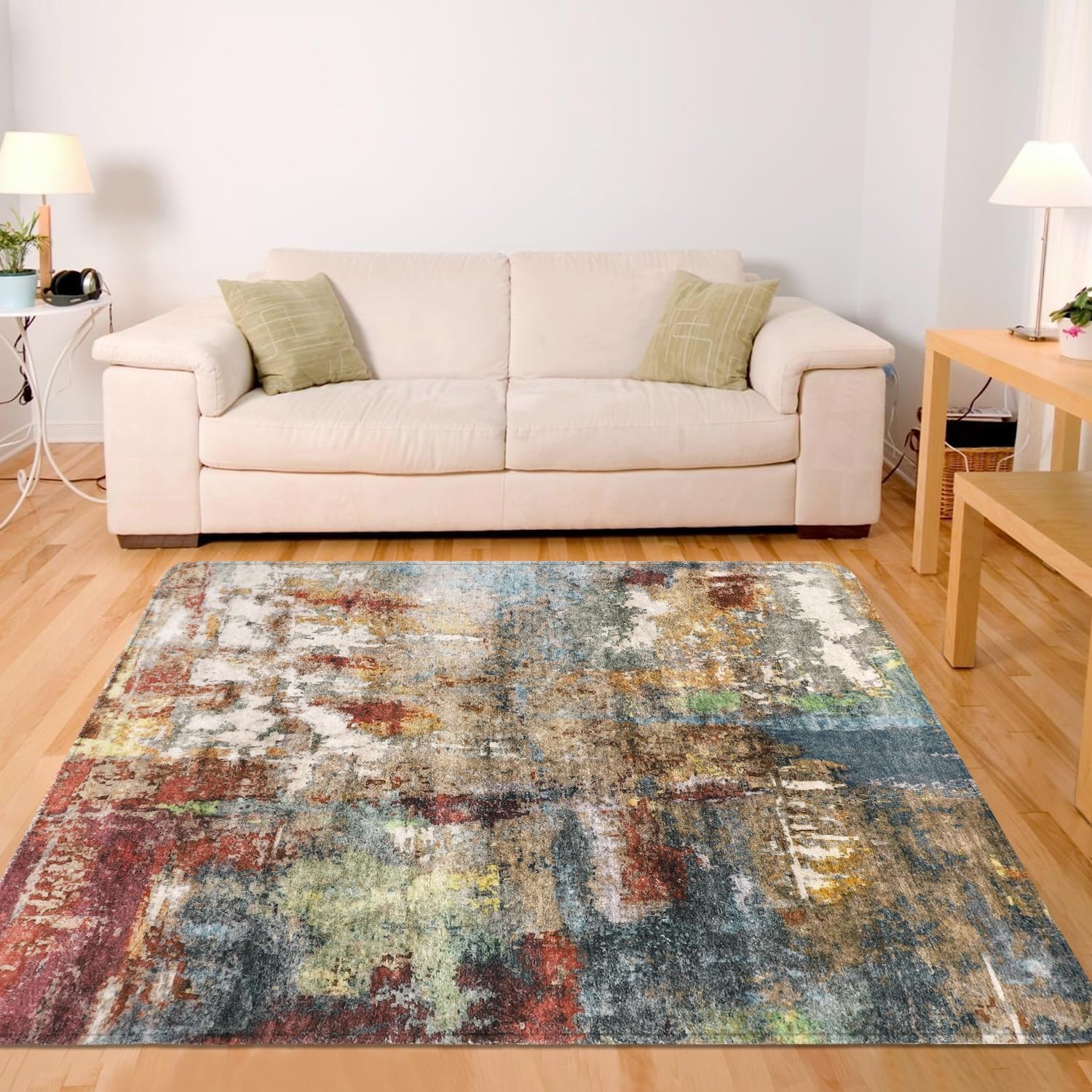 famibay Machine Washable Area Rug 4x6 Modern Abstract Rugs for Bedrooms
