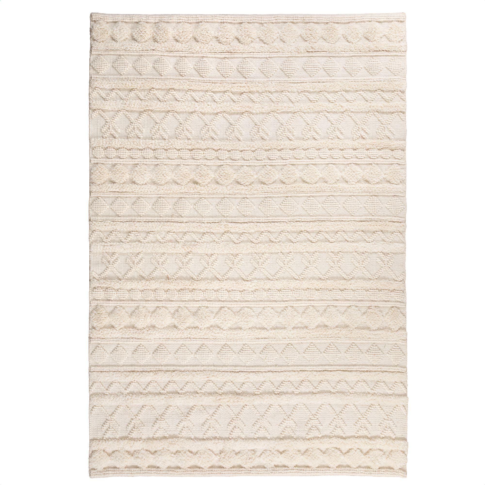 Steffensmeier Handweb Teppich Havana | Wolle, Weiß, handgewebt, Größe: 170x240 cm Wohnzimmer und Schlafzimmer