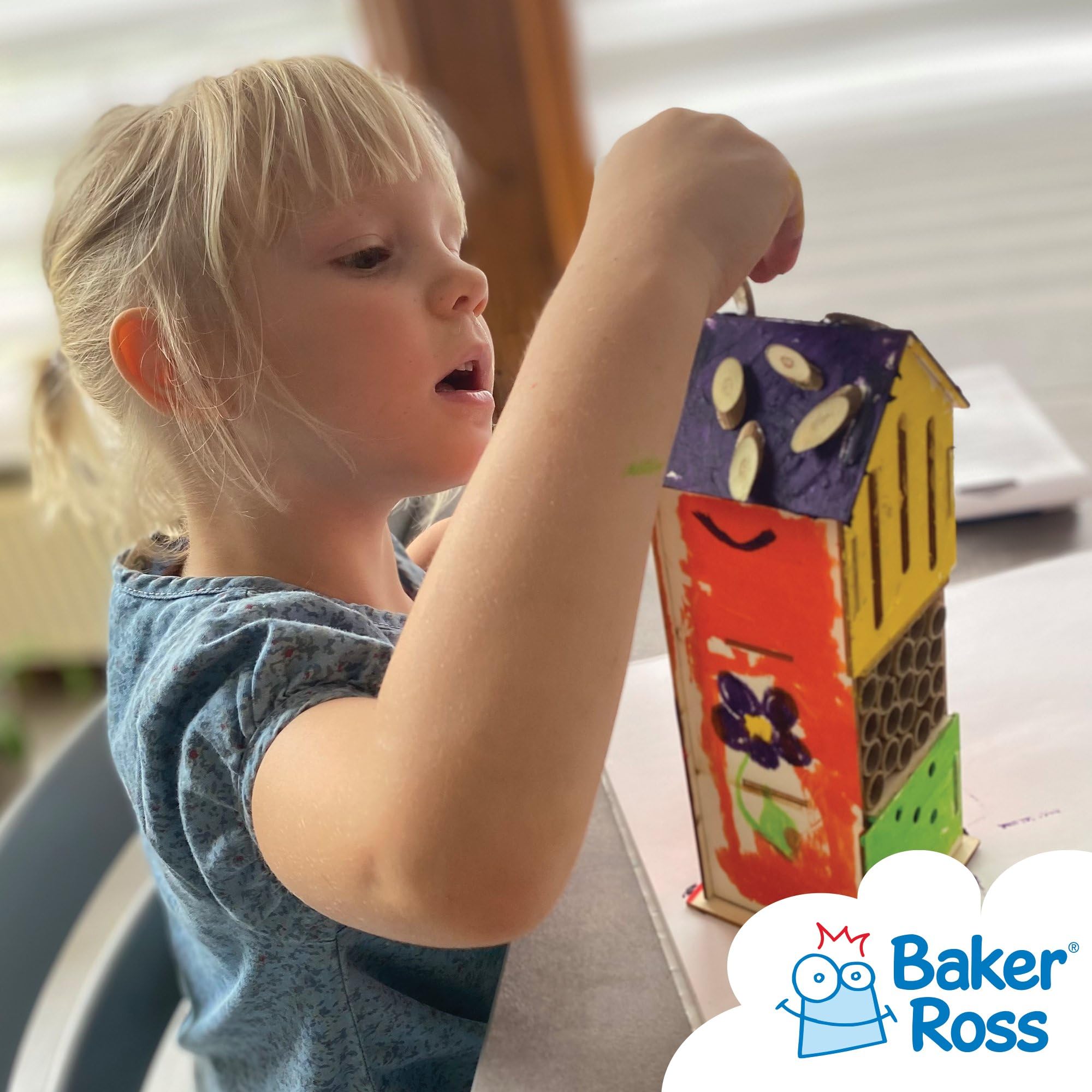 Baker Ross FE508 Kits Hotel de Madera para Insectos - Paquete de 2, actividades de artesanía en madera para pintar y decorar para niños, manualidades o proyectos de jardín