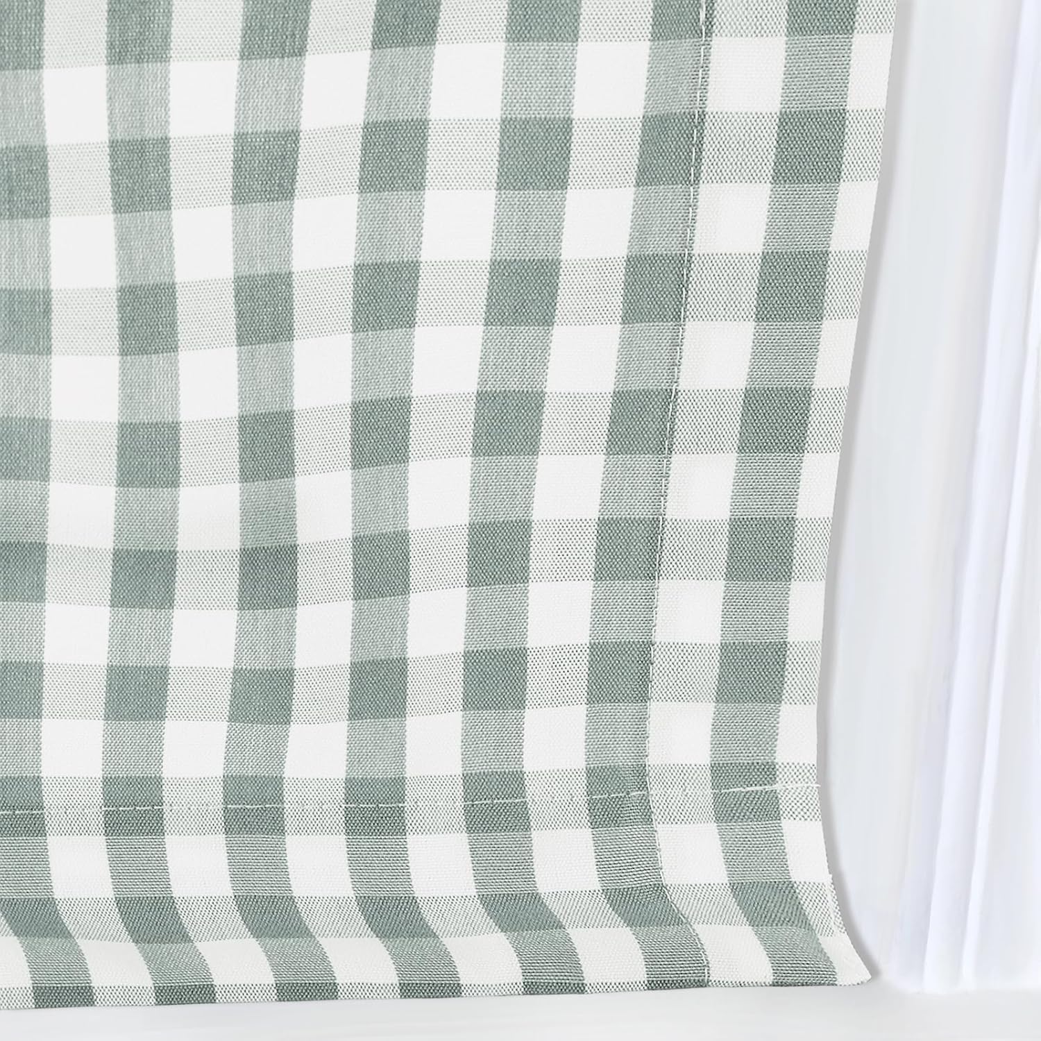 TWOPAGES No Drill Cordless Buffalo Plaid Roman Shades Roman Blinds for Windows, Custom Made Room Darkening Country Checkered Blinds Farmhouse Shades, Light Green Small Plaid, 1 Piece