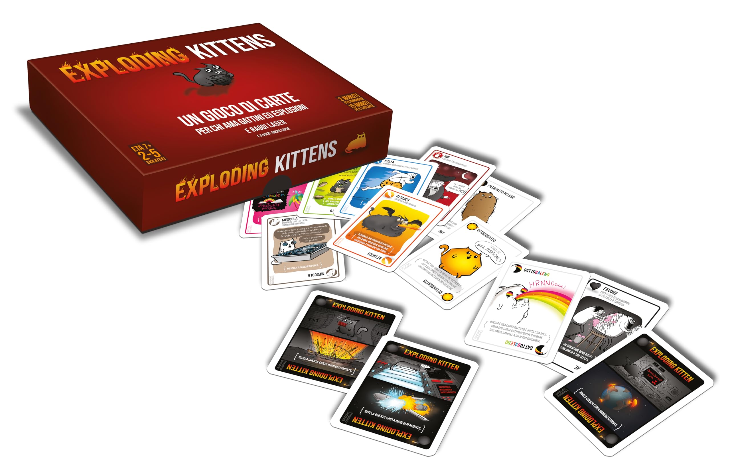 Exploding Kittens Asmodee Gioco da Tavolo Rapido Divertente per Famiglie 2-5 Giocatori 7+ Anni Ed. Italiano