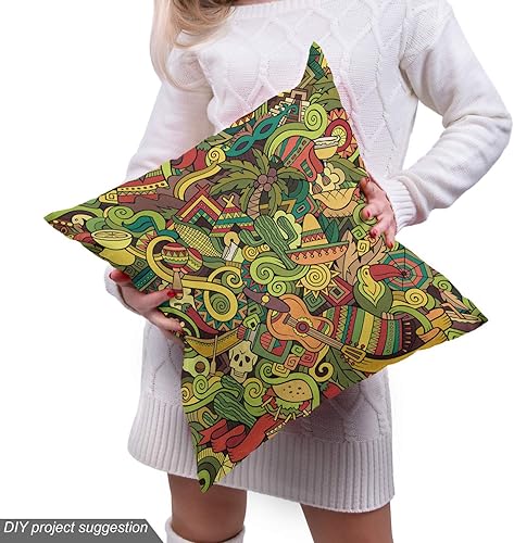 Miniatura 311 de Ambesonne The Yard - Tela de hibisco de flores tropicales en tonos de la vida real, tela decorativa para tapicería, cestas de almacenamiento