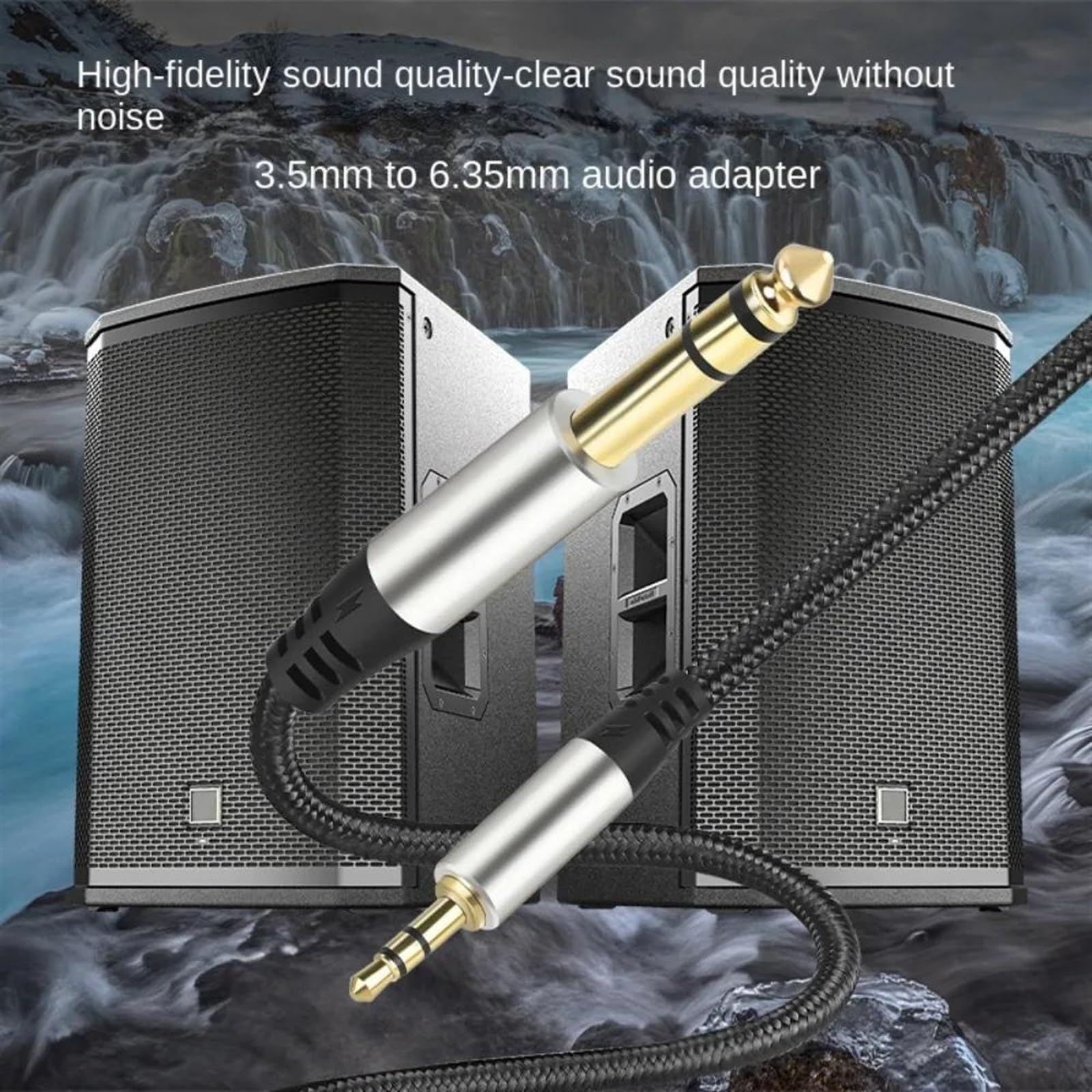 3.5mm 1/8 Do 6.35mm 1/4 TRS Linia Audio Pozłacany Adapter Gniazda Jack Kabel Aux Do Wzmacniacza Gitarowego Mikser Głośnikowy Kabel do Instrumentów Gitarowych (Color : 10m)