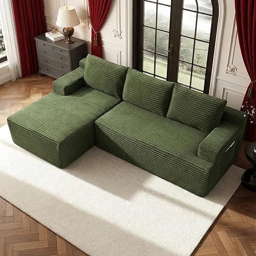 Vista 14 de Sofá modular moderno de 96 pulgadas para sala de estar, sofá modular tapizado, sin hueso, cómodo sofá nube con diván en forma de L