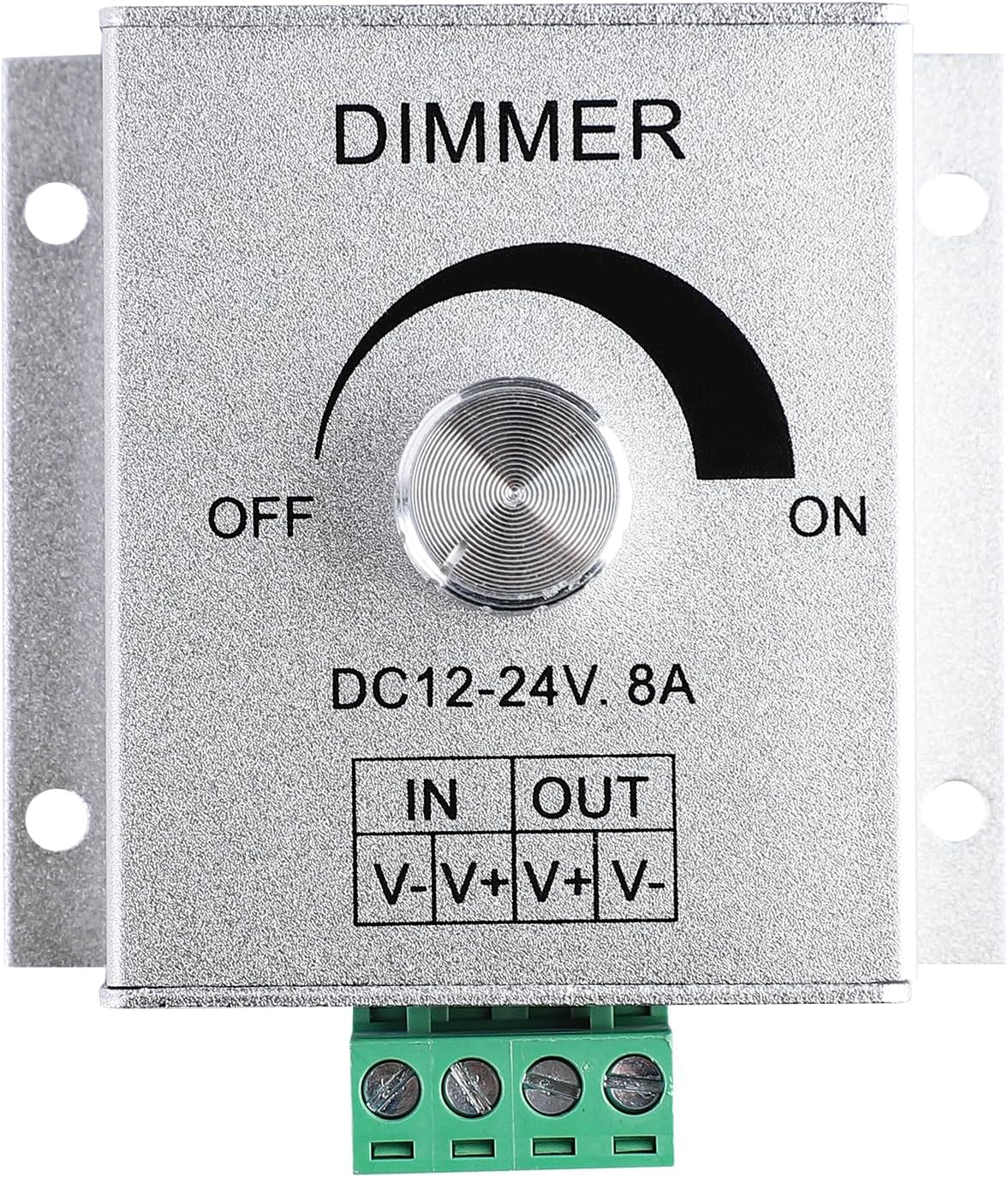 SUPERNIGHT 12V Dimmer Switch, Dimmer Knob Aluminium Case DC12V-24V 8A Single Channel Knob Dimmer Controller for LED Strip Bulb Lamp Light 5050 3528 5630 Single Color LED Strips