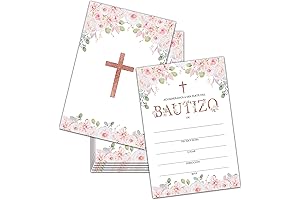 Boho Floral Baptism Invitations with Envelopes