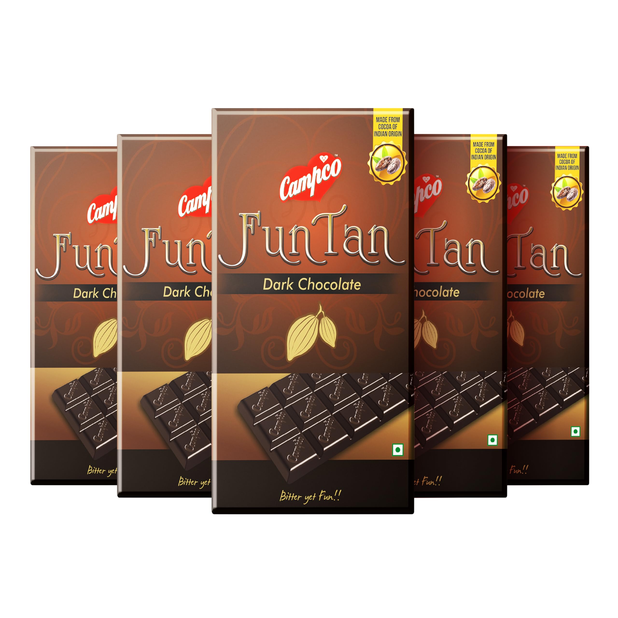Campco Funtan Dark Chocolate Bar, 50g (Pack of 5)