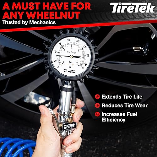 Miniatura 4 de TireTek TXL-pro inflador de presión para neumáticos resistente manómetro conectado a la pinza