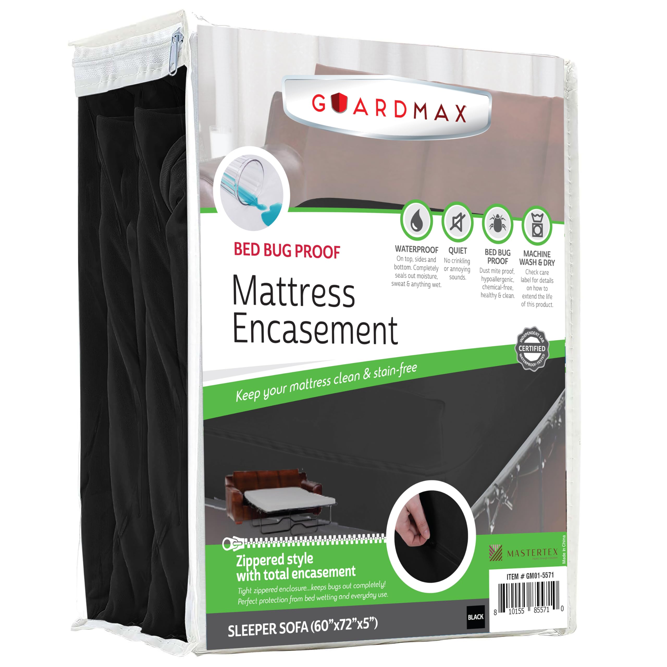 Guardmax Sleeper Sofa Mattress Protector Zippered, Bed Bug Mattress Cover