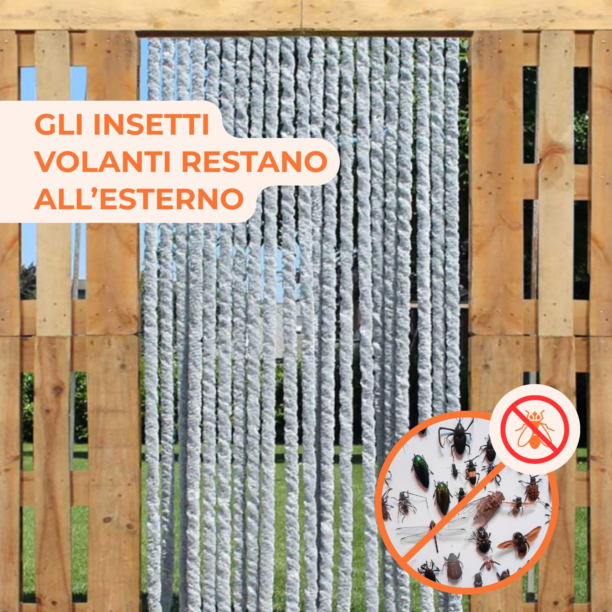 Trente Tende a coda di gatto – Tenda soffice grigia, 90 x 220 cm, tenda per porta camper, tenda a fili per porta del balcone