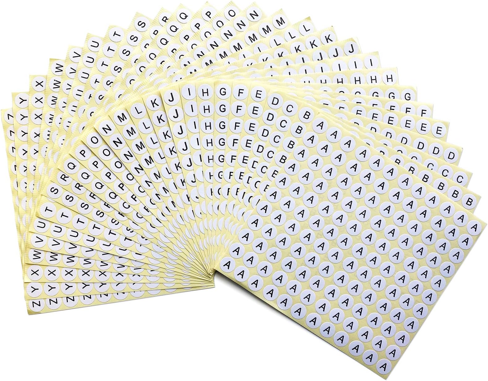 dealzEpic - Alphabet Stickers of The Letter A to Letter Z - Small Round Paper Self-Adhesive Peel and Stick Letter Labels - Set of 26 Sheets