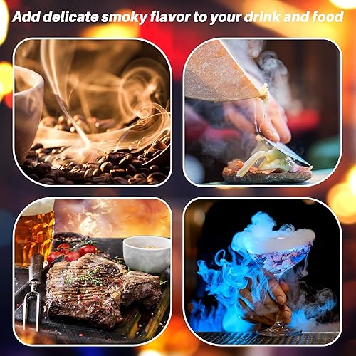Miniatura 6 de Yiiwinwy Kit de ahumador de cóctel con 8 chips de madera, kit de ahumador de whiskybebidabourbon, kit de cóctel a la antigua, aniversario de