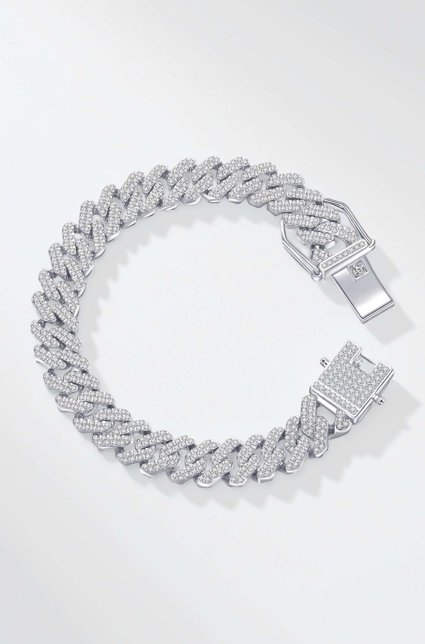 MEENAZ Mc Stan bracelet for men Cuban Link Chain Silver Bracelet for boys Women girls gents Miami Bracelets Iced Cubic Zirconia Stone diamond chain Bracelets Stainless Steel Ice Stylish Rapper -506