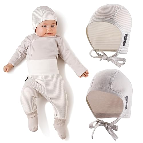 LaLoona Erstlingsmütze mit Bindebändchen Set - 2X warme Baby Mütze