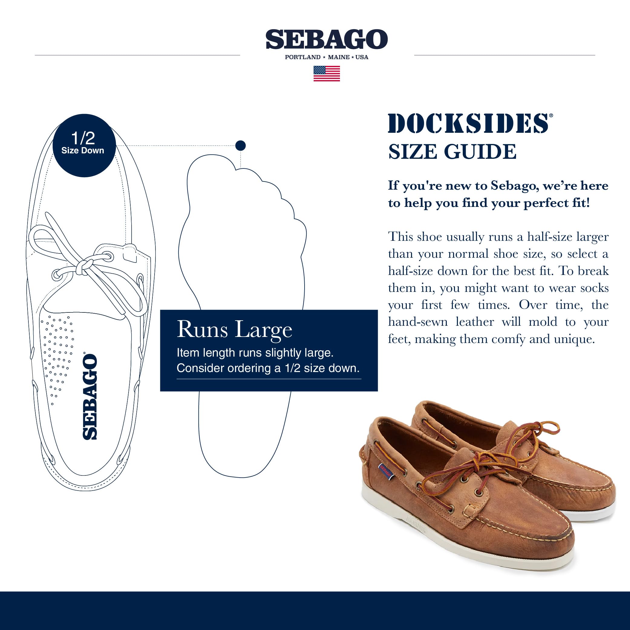 Sebago Docksides Portland Crazy H, Mokassins Homme