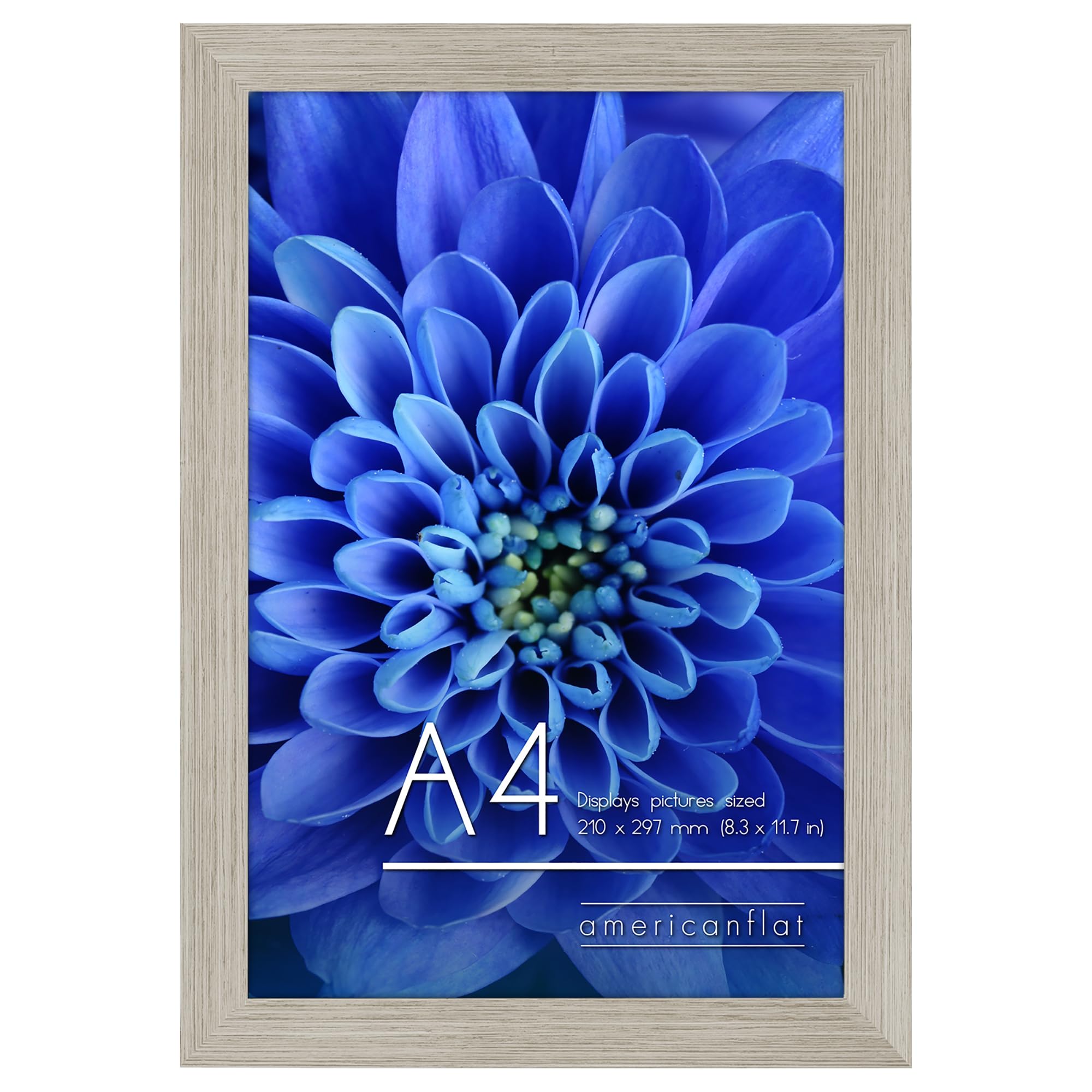 Americanflat A4 Picture Frame in Driftwood - Engineered Wood with Shatter Resistant Glass - Horizontal and Vertical Formats for Wall and Tabletop