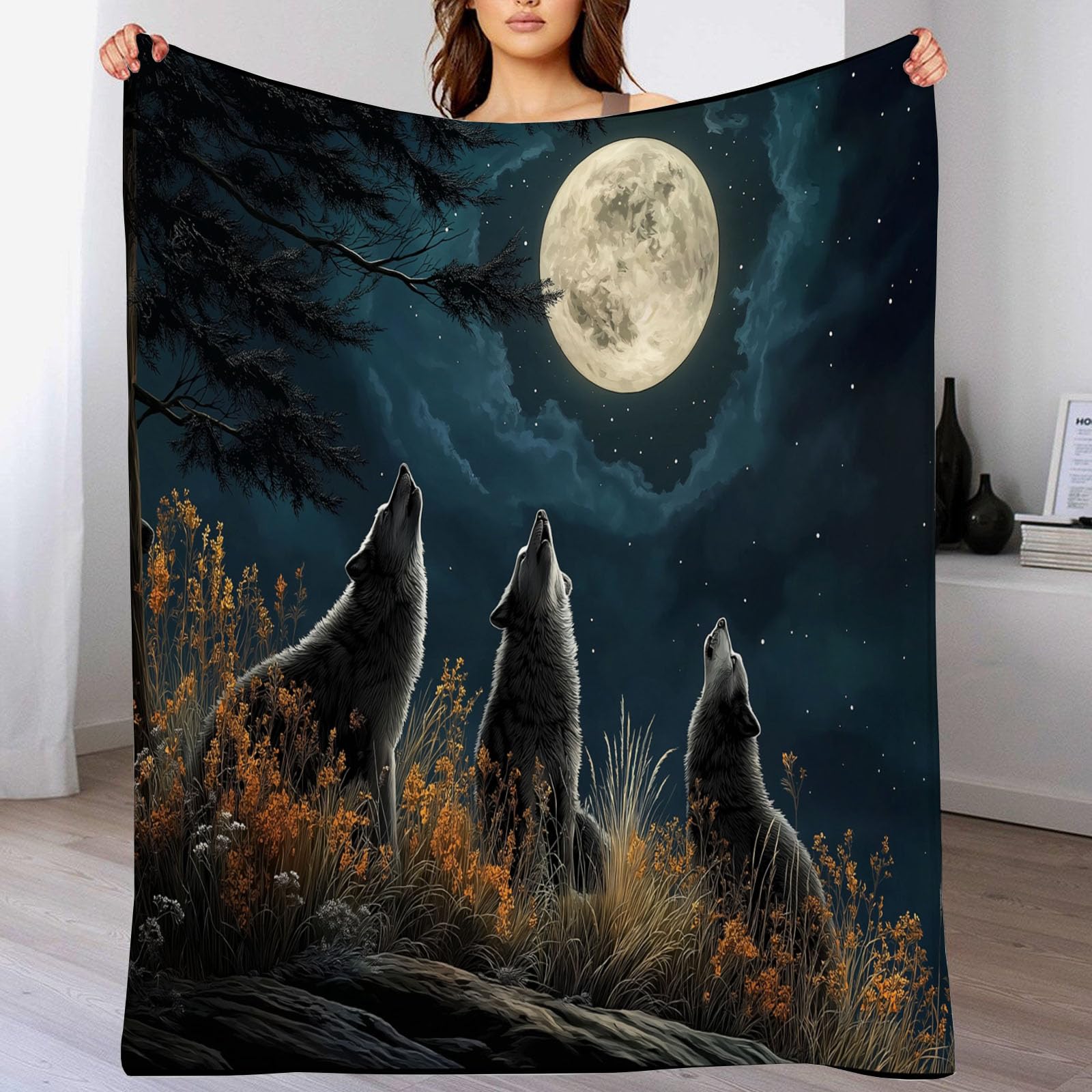 Couverture loup en flanelle légère et chaude contre le froid