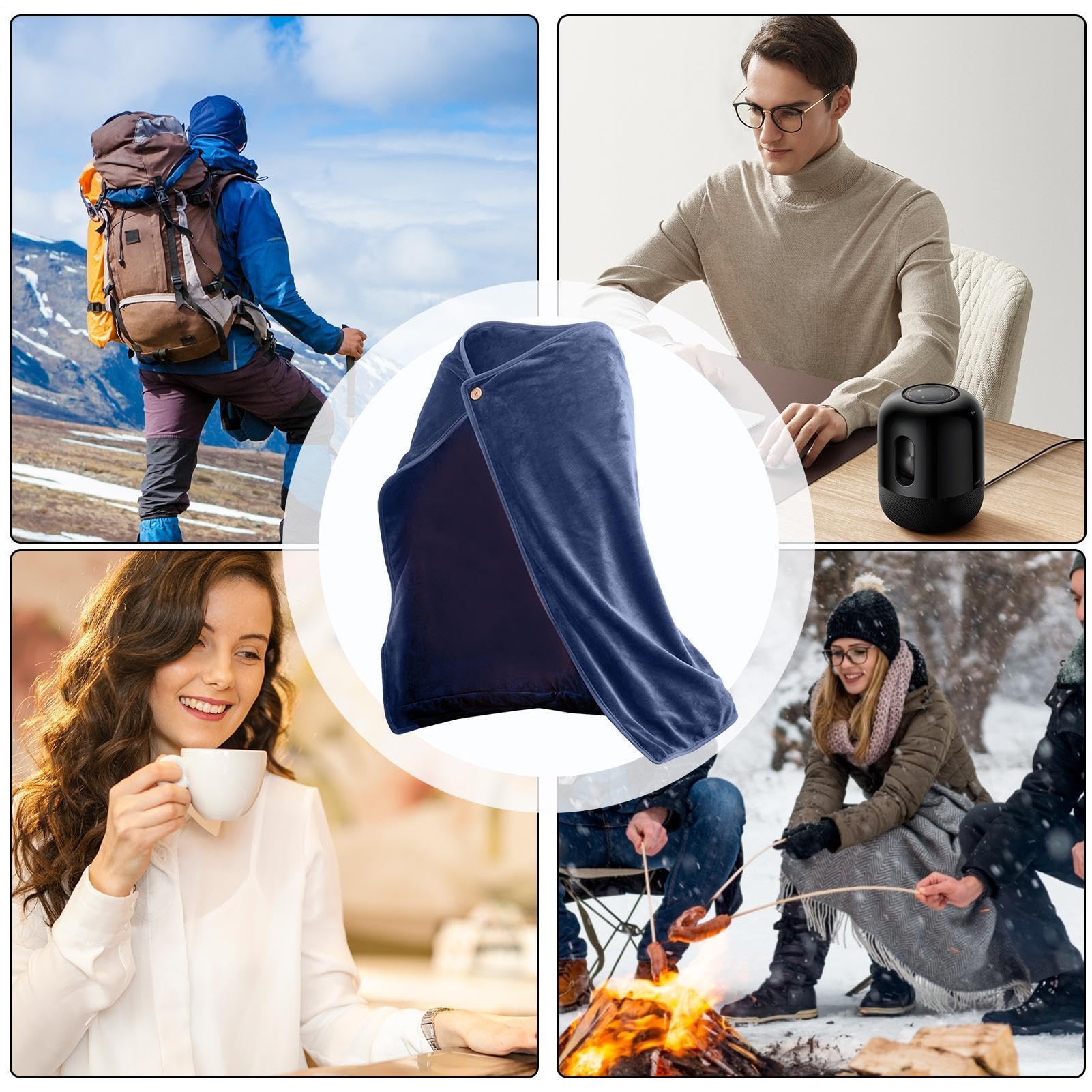 Coperta riscaldata, coperte riscaldate senza fili | Coperte elettriche | portatili wireless - Morbide coperte elettriche Cuscini riscaldanti Cuscino riscaldante per uffici Studio libero